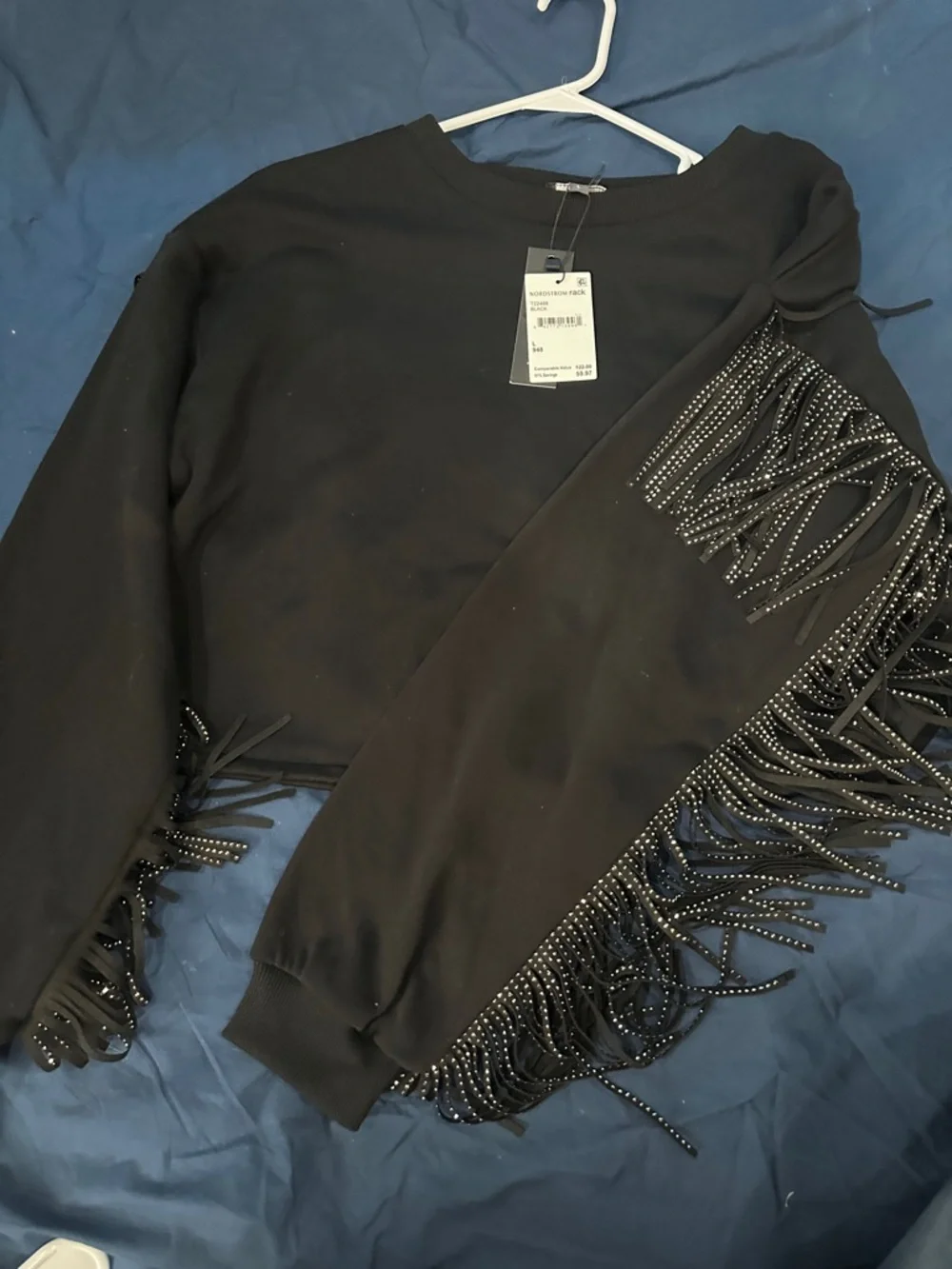 Gracia Black Cropped Crewneck Sweatshirt, Size L NWT - Picture 2 of 9